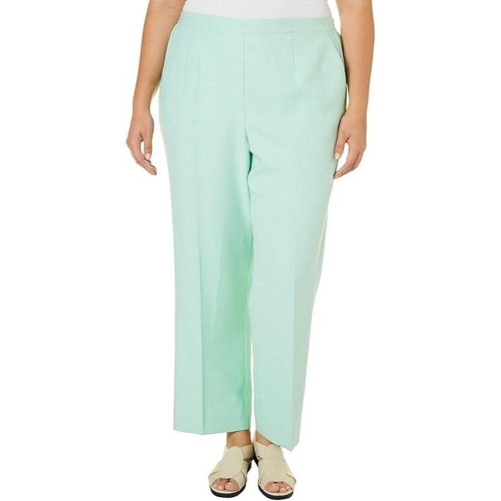 Alfred Dunner Women's Roman Holiday Flat-Front Pants - Mint - Size 18 Short